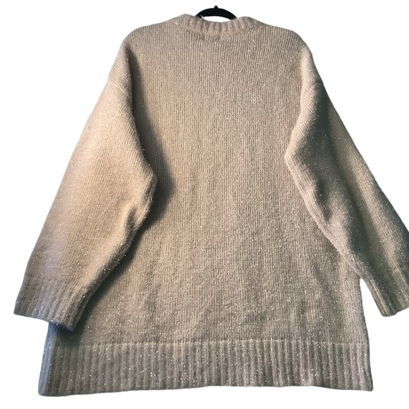 H&M Pale Pink Glittery Fuzzy Long Sleeve Sweater Dress Large L for Women - Picture 5 of 16